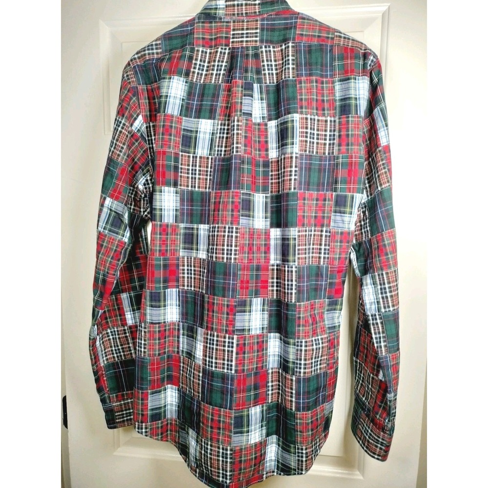Vintage Polo Ralph Lauren Patchwork Plaid Button Down Shirt Men's Medium - Picture 2 of 14